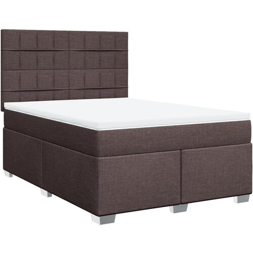VidaXL Box spring postelja z vzmetnico temno rjava 140x200 cm blago, (21305714) Slike