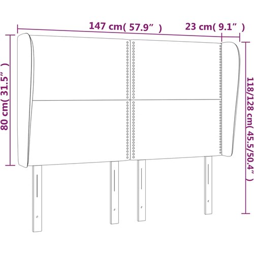  Uzglavlje s u&amp;scaron;ima crno 147x23x118/128 cm od tkanine Slike