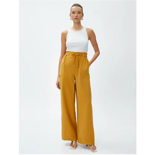 Koton Silky-textured Trousers with Tie Waist Wide Legs.