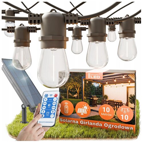  LED prigu&amp;scaron;iva solarni dekorativni lanac 10xE27/3V USB 2400 mAh 10,62 m IP65 crna + daljinski upravljač Slike