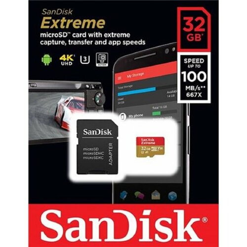 Sandisk MicroSDHC 32GB Extreme + Adapter SDSQXAF-032G-GN6MA memorijska kartica Slike