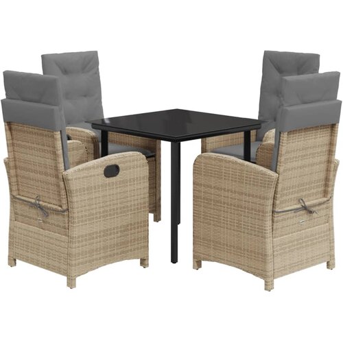  5-dijelni vrtni blagovaonski set od poliratana s jastucima bež 80 cm table length Slike