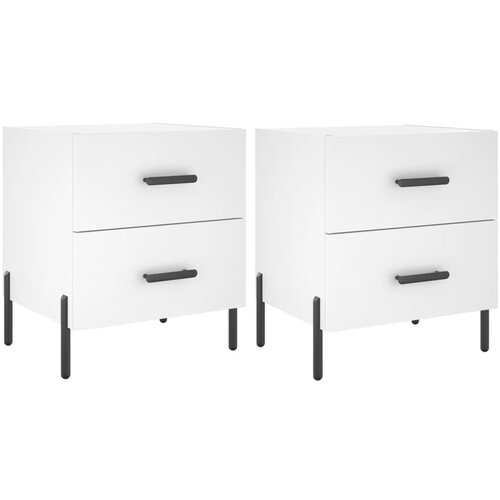 Maison Chic Dvo delni komplet Nočne omarice - Nočne mize bela 40x35x47,5 cm inženirski les, (21690122) Cene