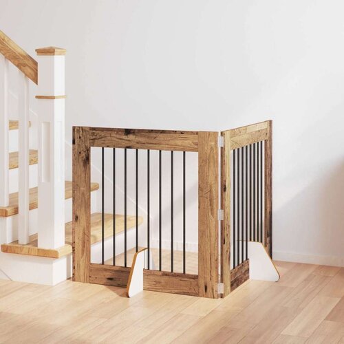  Vrata za pse s postoljem 2 pcs Staro drvo 80 x 80 cm Cene