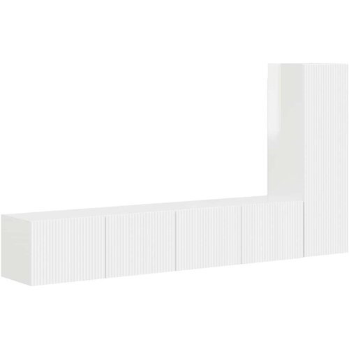  Set TV komoda Zidne 2 pcs Visoki sjaj bijela Konstruirano drvo Slike