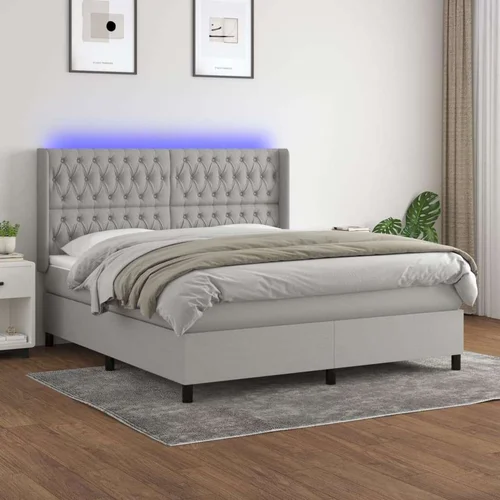  box spring s madracem LED svjetlosivi 160x200 cm tkanina