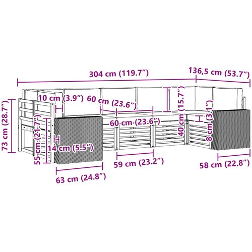  Sekcijska garnitura 7 pcs Prirodna i antracit Poliester Slike
