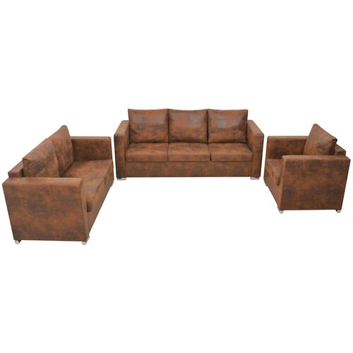  3-dijelni set sofa od umjetne bru&scaron;ene kože Cijene