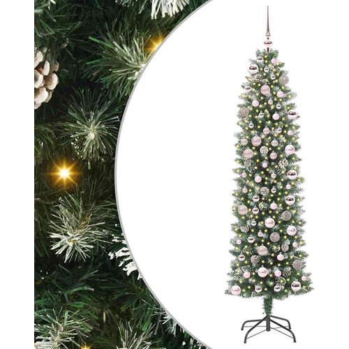 vidaXL Umetno vitko božično drevo med 300 LED Zelena in bela 180 cm Cene