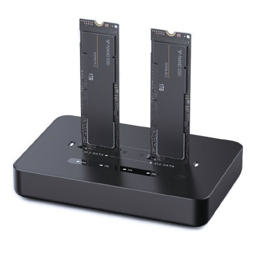Gembird DD2-U3M2 desktop doking stanica sa dva usb type-c M.2 nvme (i sata) ssd uređaja, crna Slike