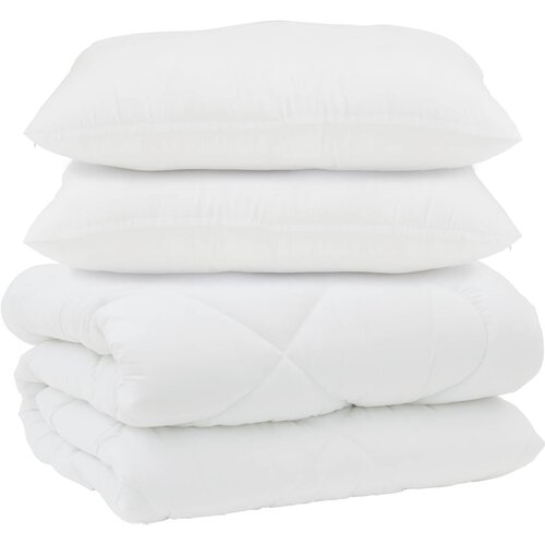  Duvet s jastucima s jastukom 3 kom. Bijelo Mikrofibra i Pero Bijela 200 x 220 cm,70 x 90 cm Slike