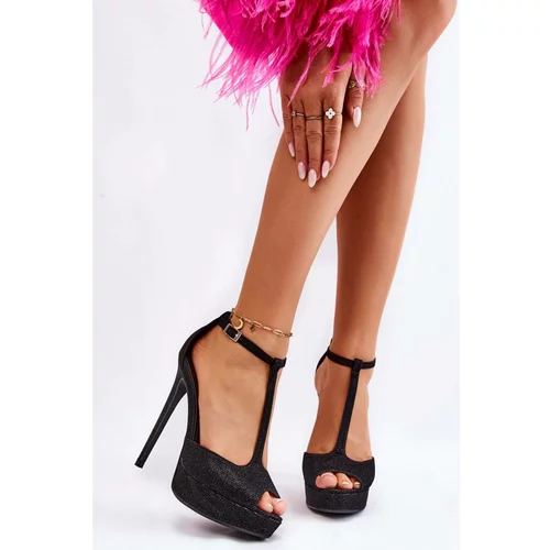 Kesi Shiny High-Heeled Sandals Black Marisha