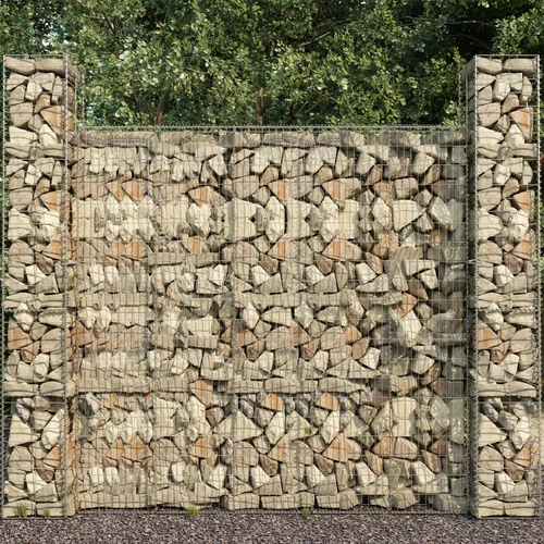 vidaXL gabionski zid s poklopcima od pocinčanog čelika 600 x 50 x 150 cm
