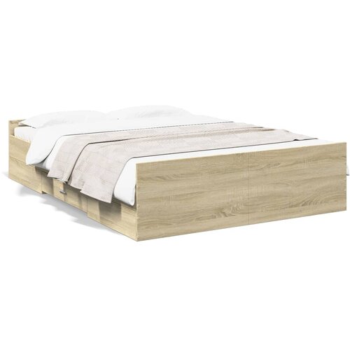 vidaXL Posteljni okvir s predali sonoma hrast 120x190cm inženirski les Cene