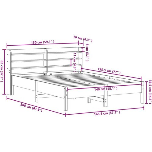 VidaXL Okvir kreveta bez madraca bijeli 140 x 190 cm masivna borovina Slike