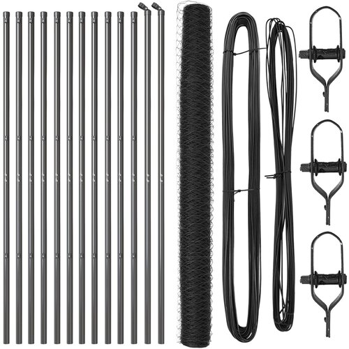 VidaXL Heksagonalna ograda Siva 1.6x25 m Čelik, Ograda Postovi 13 kom Sivi &amp;Oslash;32 mm 210 cm Galvanizirani čelik Slike