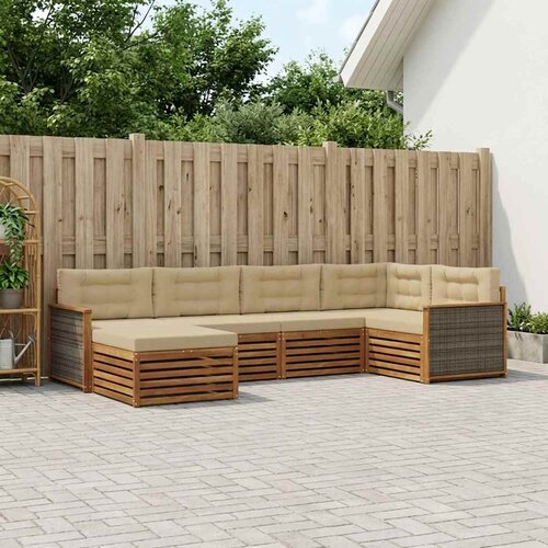  Set vanjskih sofa 6 kom. Prirodna i bež Smeđa Slike