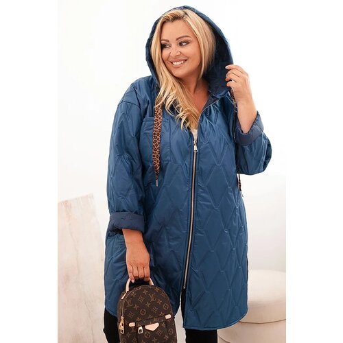 Kesi Włoski Women's Plus Size quilted jacket with a hood and the inscription HOPE denim Cijene