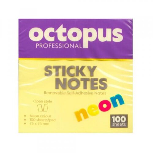 Octopus Samolepljivi blokčići 75x75 neon žuti UNL-2042 100lista Cene