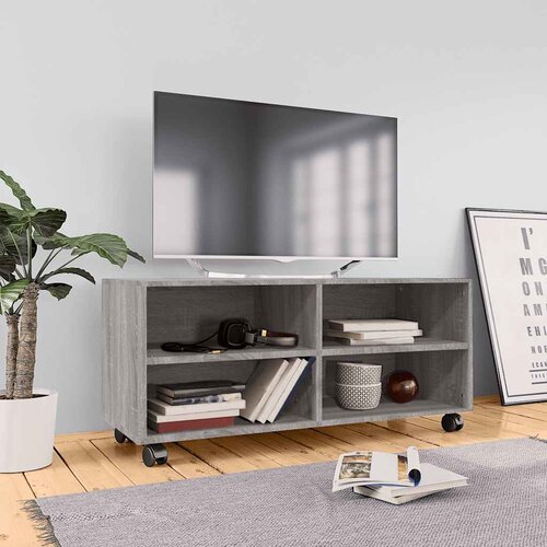 TV ormarić s kotačićima siva boja hrasta 90 x 35 x 35 cm drveni Cijene