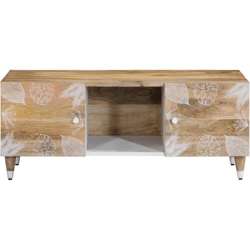 Maison Chic Klubska mizica - kavna mizica - Nizka mizica 100x54x40 cm trden mangov les, (21754815) Cene