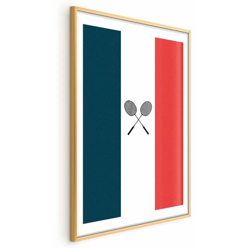  Plakat - French Flags and Black Badminton Rackets 40x60 Zlatni okvir s margom Cene