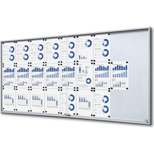 eurokraft pro Vitrina z drsnimi vrati, zunanje mere ŠxVxG 2006 x 947 x 50 mm, kovinska zadnja stena Cene