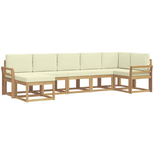  Set vanjskih sofa 7 kom. Bijela i krem Poliester Smeđa 308 x 130,5 x 73 cm Slike