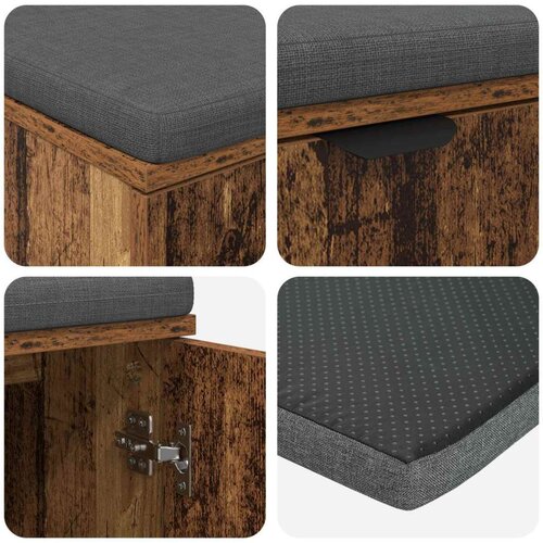  Klupa za hodnik s jastukom s vratima Staro drvo 80 x 38 x 46 cm Slike