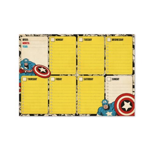 Grupo Erik Editores S. L. Marvel, Captain America - Stoni planer A4 - Captain Americas Shield, Weekly Cene