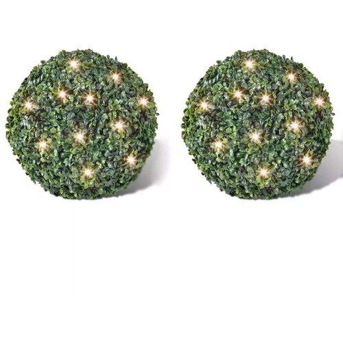 VidaXL Ukrasna kugla od umjetnog &amp;scaron;im&amp;scaron;ira 27 cm sa solarnim LED trakama 2 kom Slike