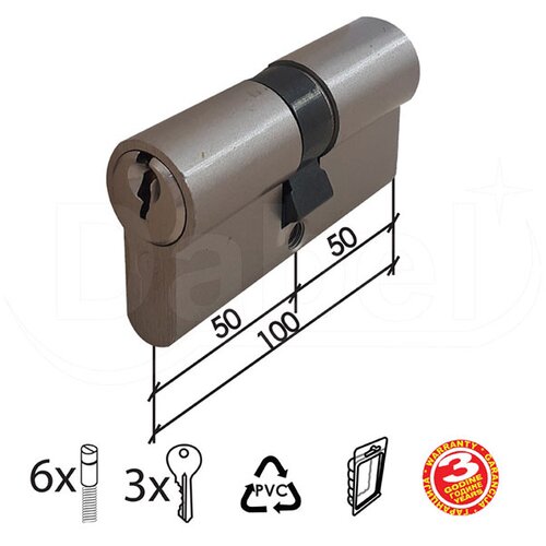 Dabel cilindar za vrata CL2036 Nikl x100mm(50-50) 3K DBP2 3301098 Slike