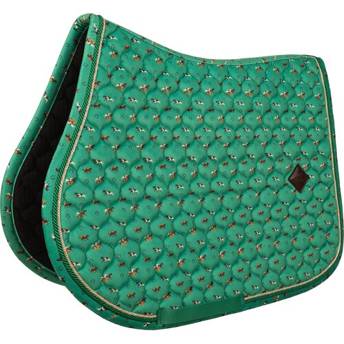 Kentucky Horsewear Skakalna podsedelnica Velvet z vzorcem konjev, FULL - Green Slike