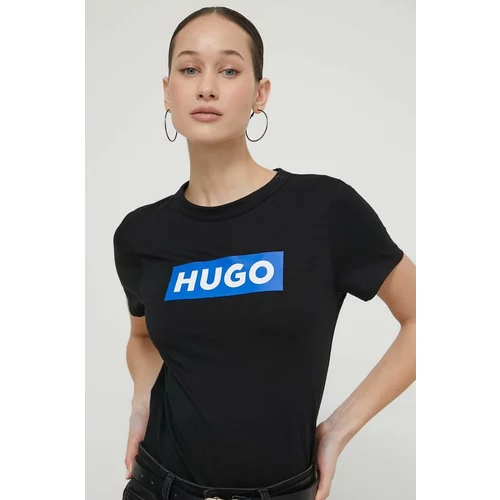 Hugo Blue Pamučna majica za žene, boja: crna