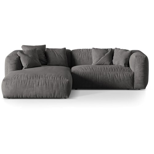 Micadoni Siva kotna sedežna garnitura iz tkanine boucl&amp;eacute; (levi kot) Martina &amp;ndash; Home Slike