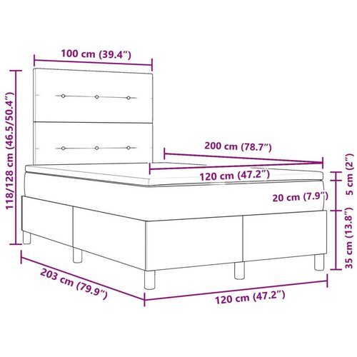  Okvir kreveta s madracem tamnozelene boje 120x200 cm bar&amp;scaron;un Slike