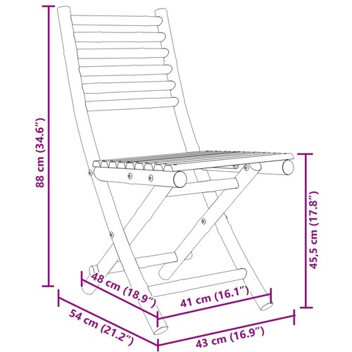  Sklopive vrtne stolice 2 kom 43 x 54 x 88 cm od bambusa Slike