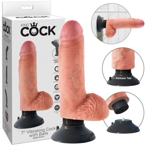 King Cock 7 savitljivi, testikularni, vakuumski vibrator (18 cm) - prirodan Cijene