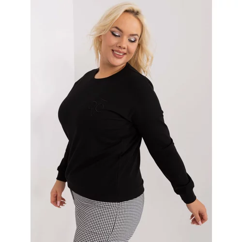 Fashion Hunters Black women's plus size blouse with long sleeves
