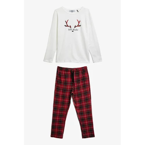 Koton Pajama Set - Family Pajamas | Men's Cotton Letter Printed Plaid