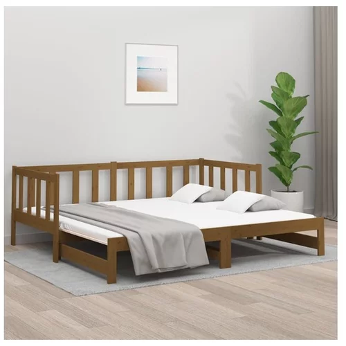  Izvlečna dnevna postelja medeno rjava 2x(80x200) cm borovina