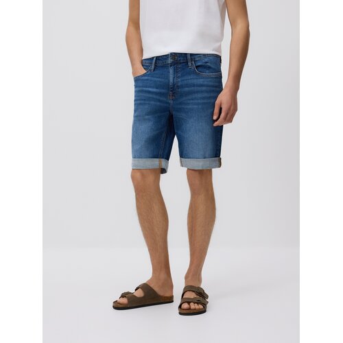 Reserved Slim fit kratke hlače od trapera - mornarsko plava Cene