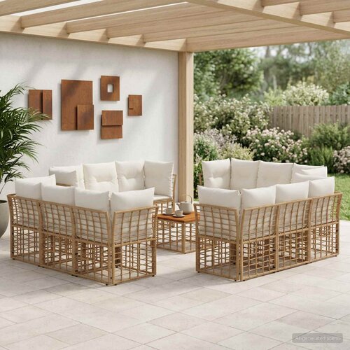  Set vanjskih sofa 13 pcs Prirodna i krema bijela Poliester Cijene