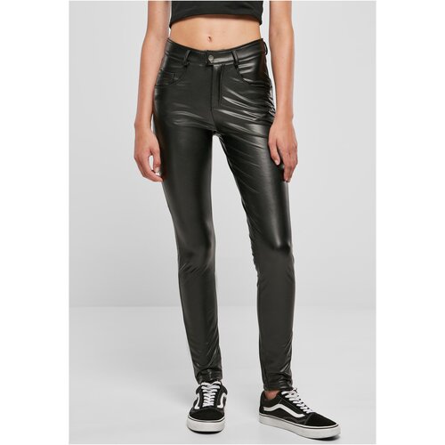 UC Ladies Ladies Mid Waist Synthetic Leather Pants black Slike