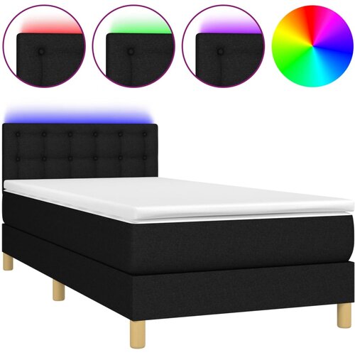 Maison Chic Box spring postelja - Vzmetna postelja z vzmetnico LED črna 90x190 cm blago SL8779, (21904427) Slike