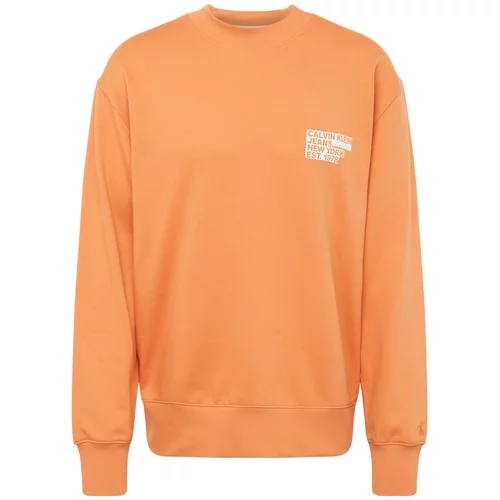 Calvin Klein Jeans Sweater majica tamno bež / narančasta / bijela