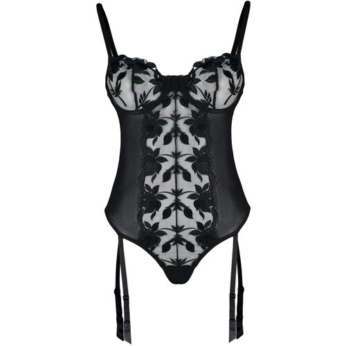 Trendyol Black Embroidered Lace Body With Detachable Suspenders and Snap Snap Cene