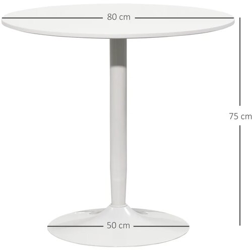  Blagovaonski stol za 2 osobe okrugla ploča &amp;Oslash;80 cm MDF i čelik protuklizni bijela V 75 cm Slike