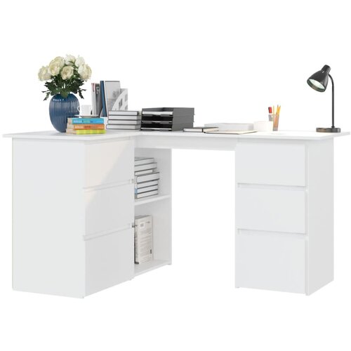  Kutni radni stol bijeli 145 x 100 x 76 cm konstruirano drvo Slike