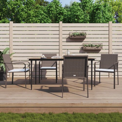 vidaXL Vrtne stolice s jastucima 4 kom smeđe 56x59x84 cm od poliratana Cijene